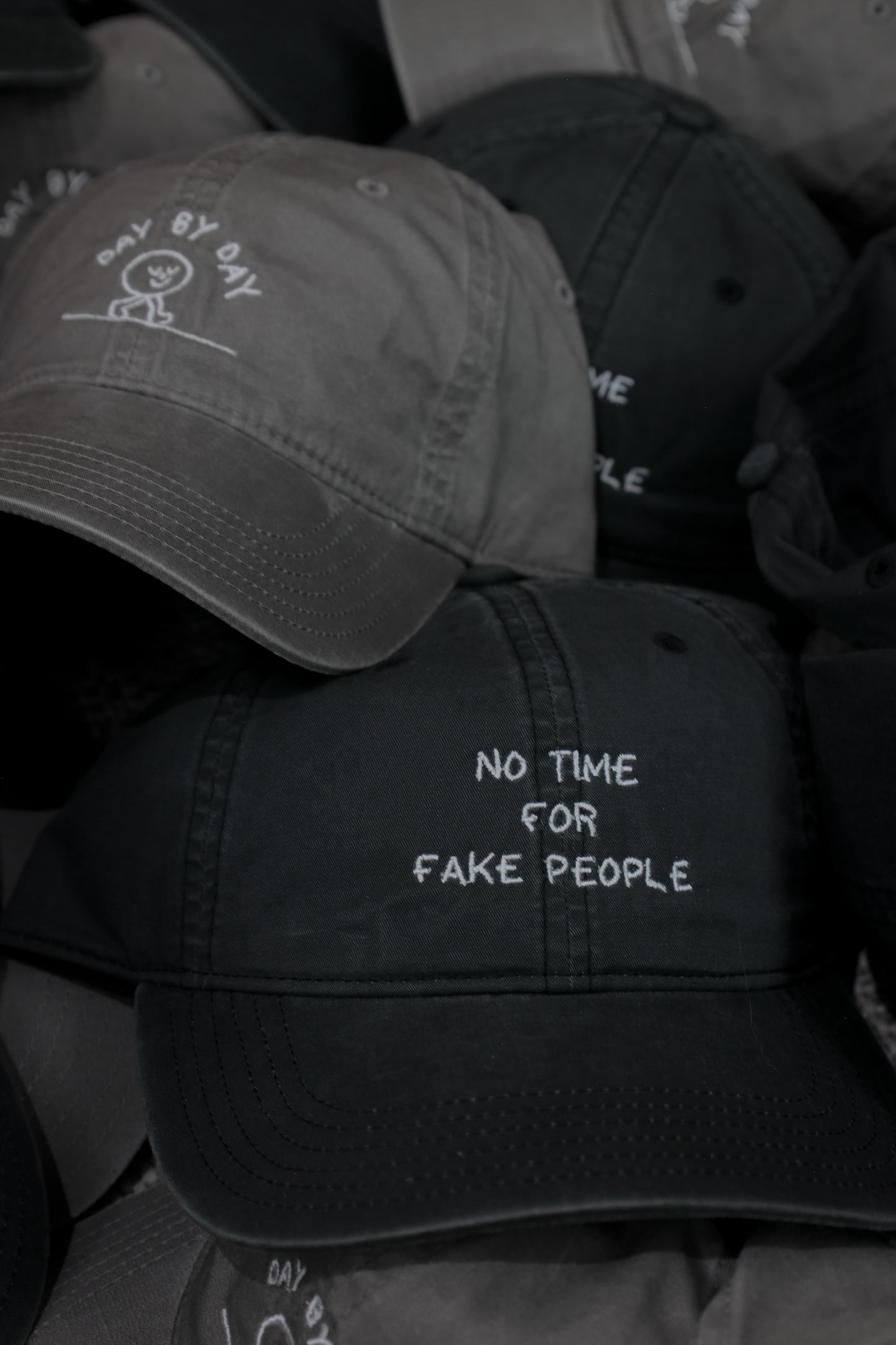 'No Time for Fake people' Faded Black Dad Cap