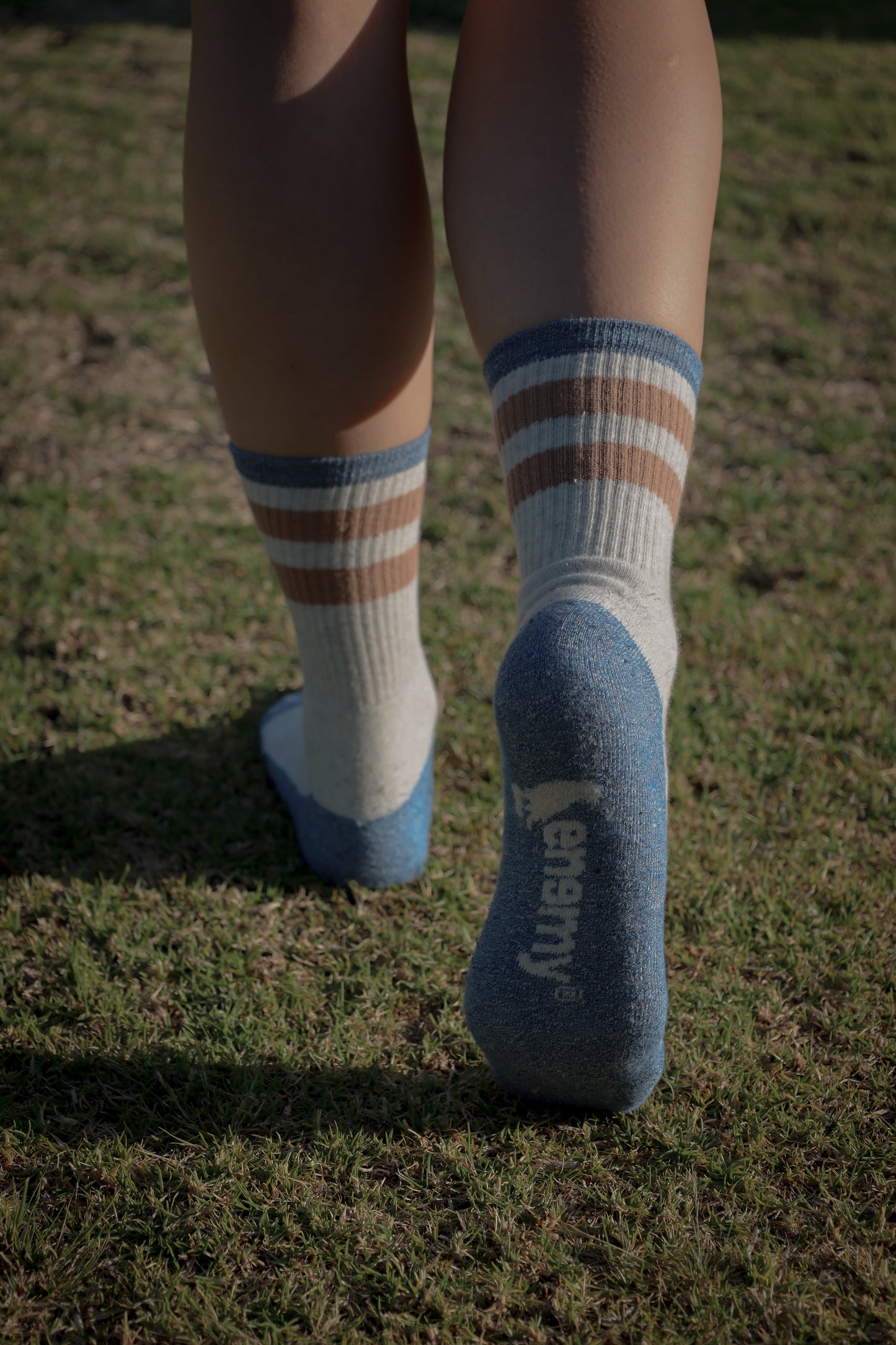 Enemy Beige and Blue Stripes Socks