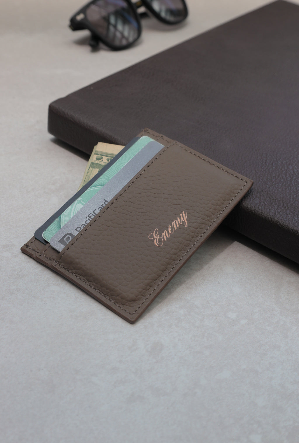 Enemy Brown Leather Card Holder