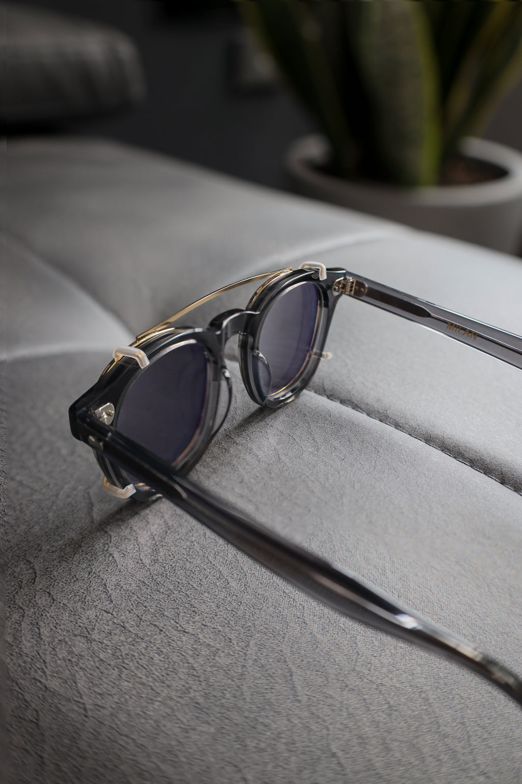 Milan Gray Clip-On Sunglasses