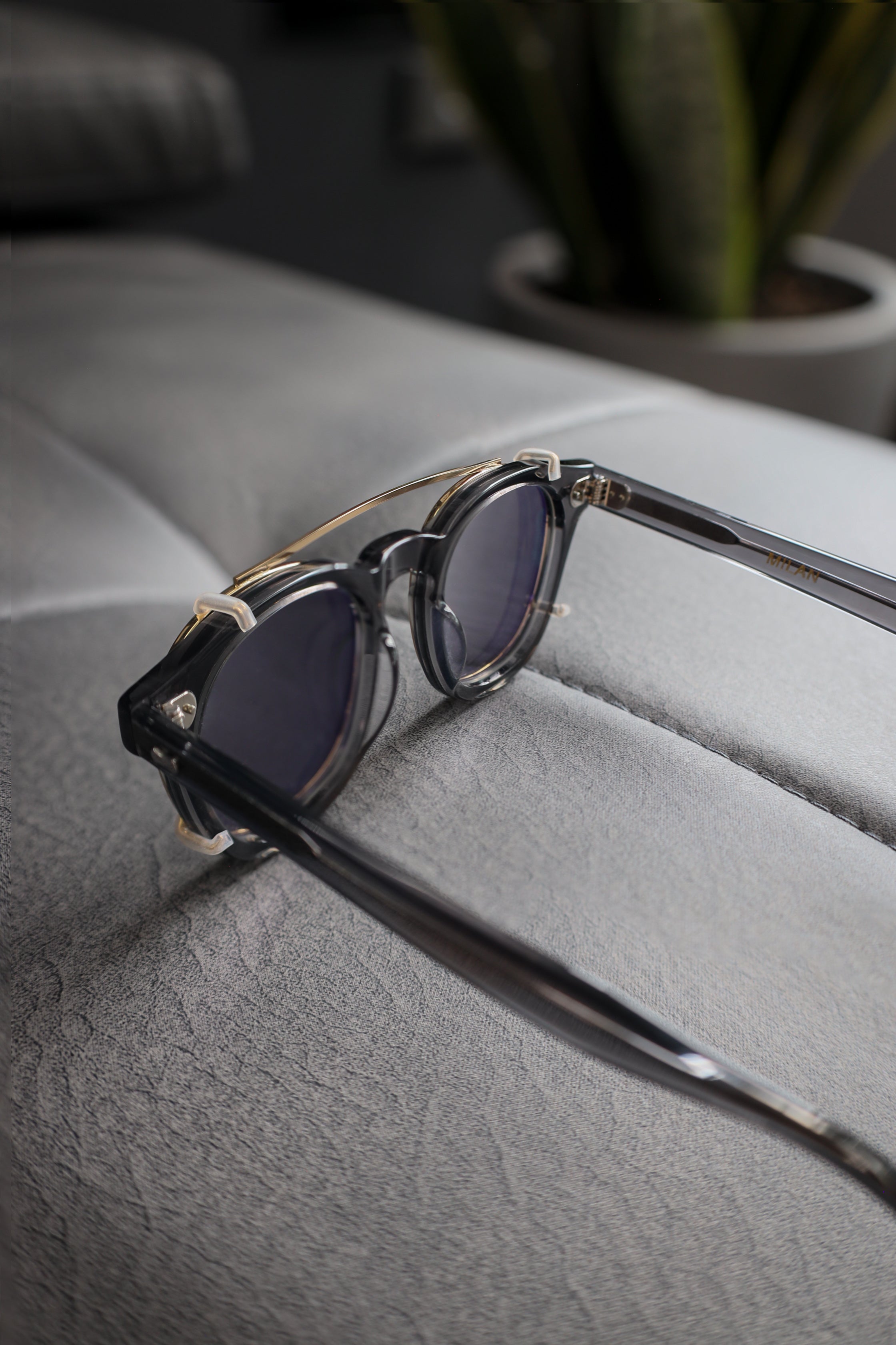 Milan Gray Clip-On Sunglasses