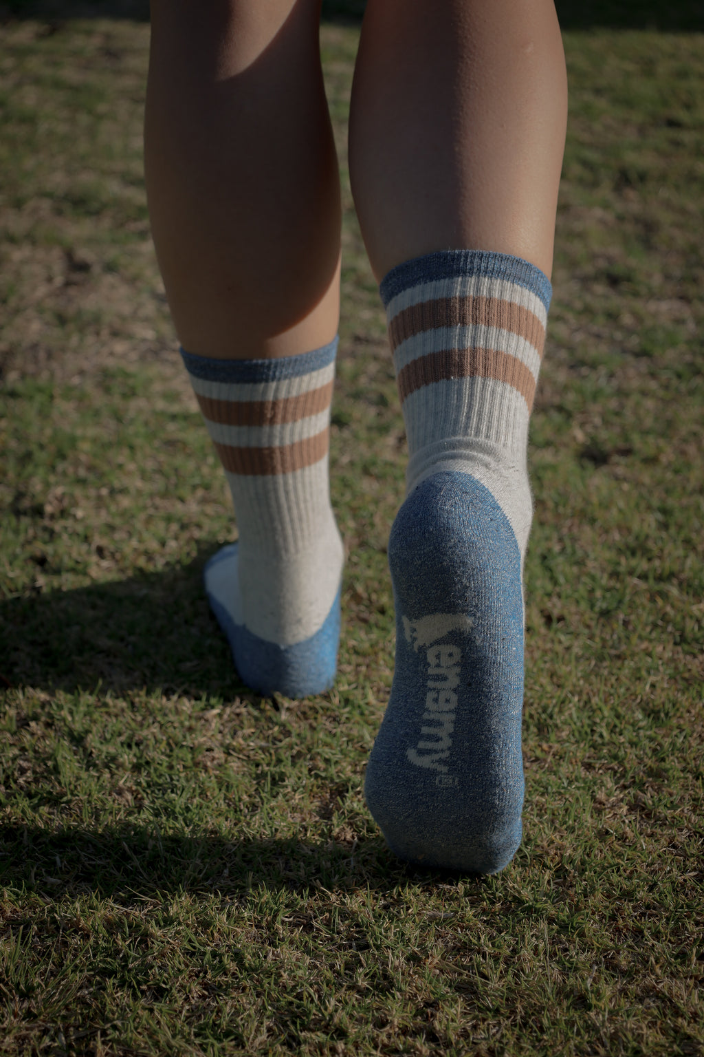 Enemy Beige and Blue Stripes Socks