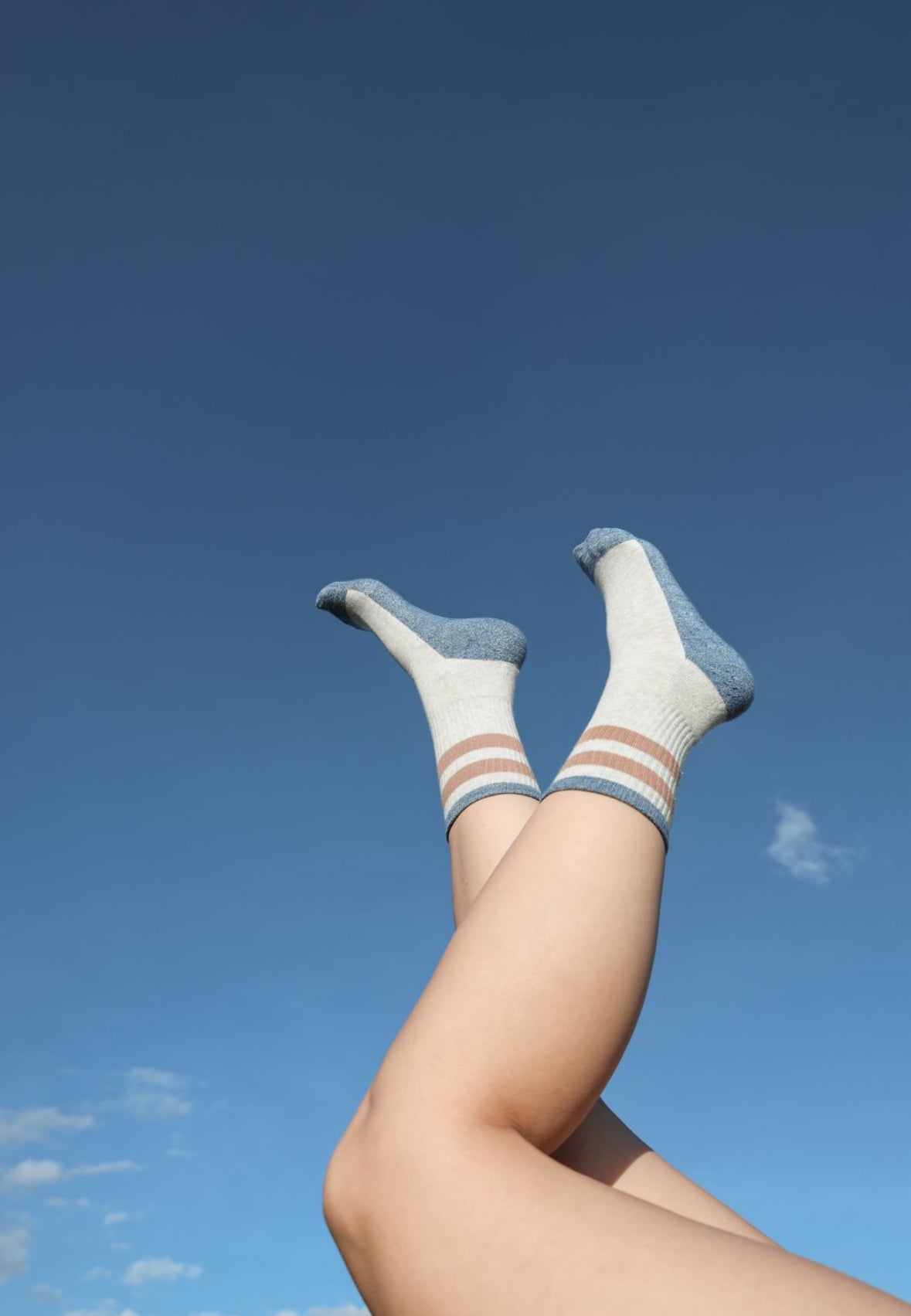 Enemy Beige and Blue Stripes Socks