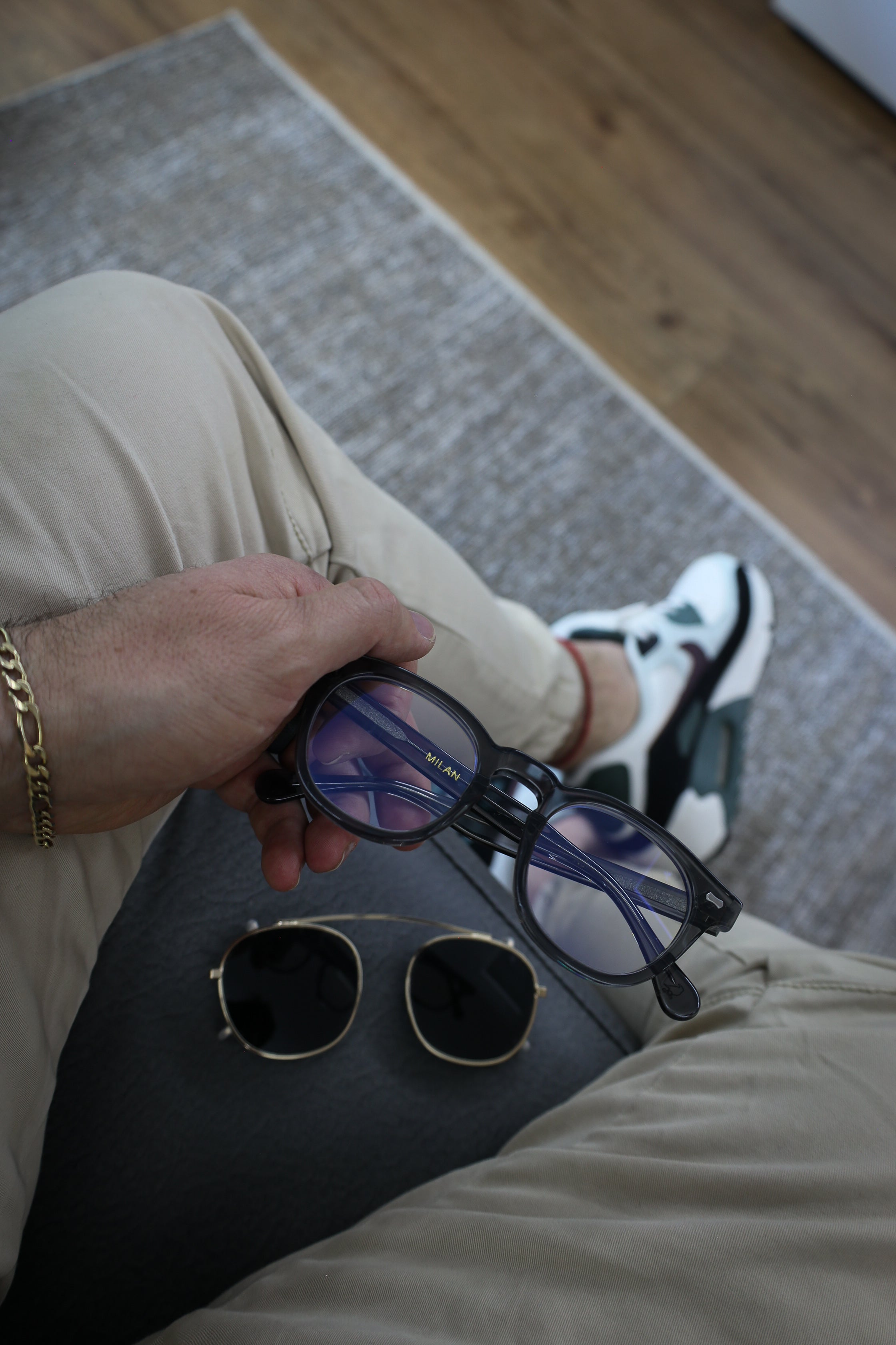 Milan Gray Clip-On Sunglasses