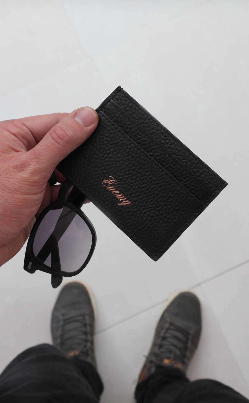 Enemy Black Leather Card Holder