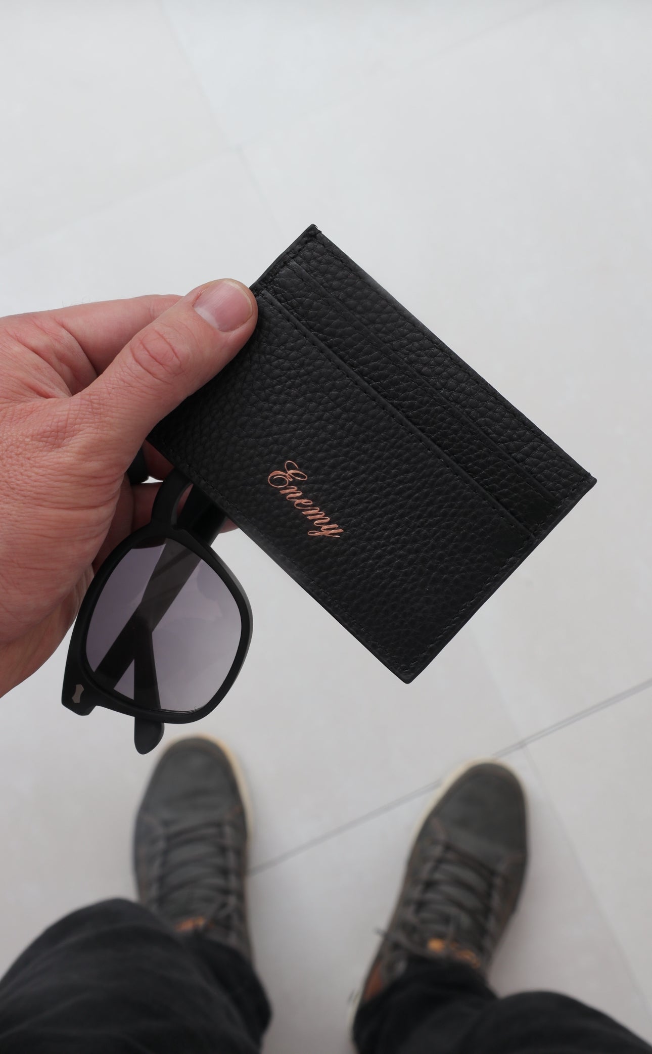 Enemy Black Leather Card Holder