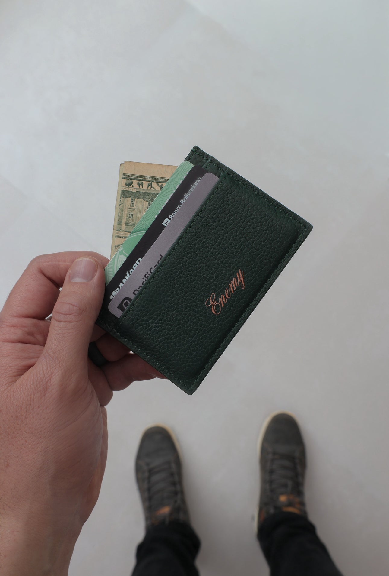 Enemy Green Leather Card Holder