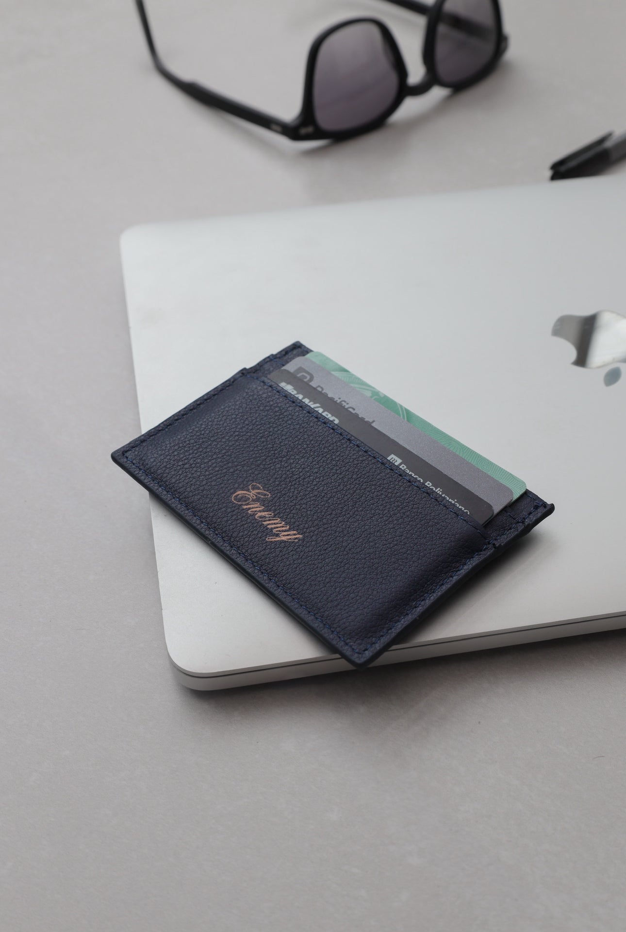 Enemy Blue Leather Card Holder