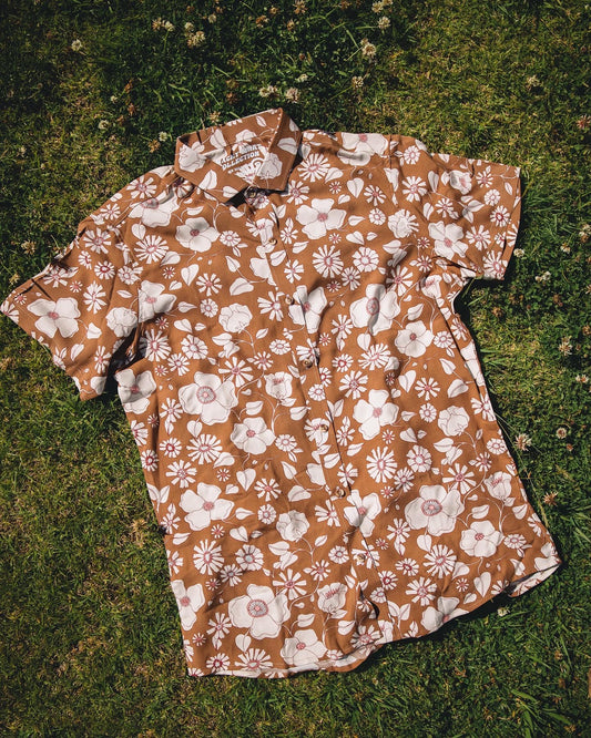 Floral Brown Button Up Shirt